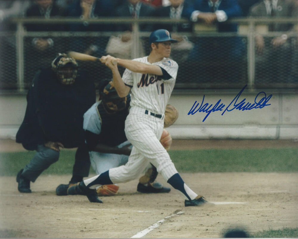 1969 NY Met Wayne Garrett  autographed 8x10 color batting world Series Photo Poster painting ***