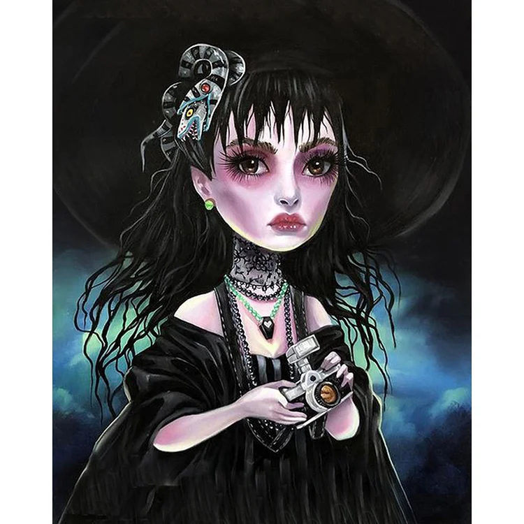 Girl And Camera 40*50CM (Canvas) Full Round Drill Diamond Painting gbfke
