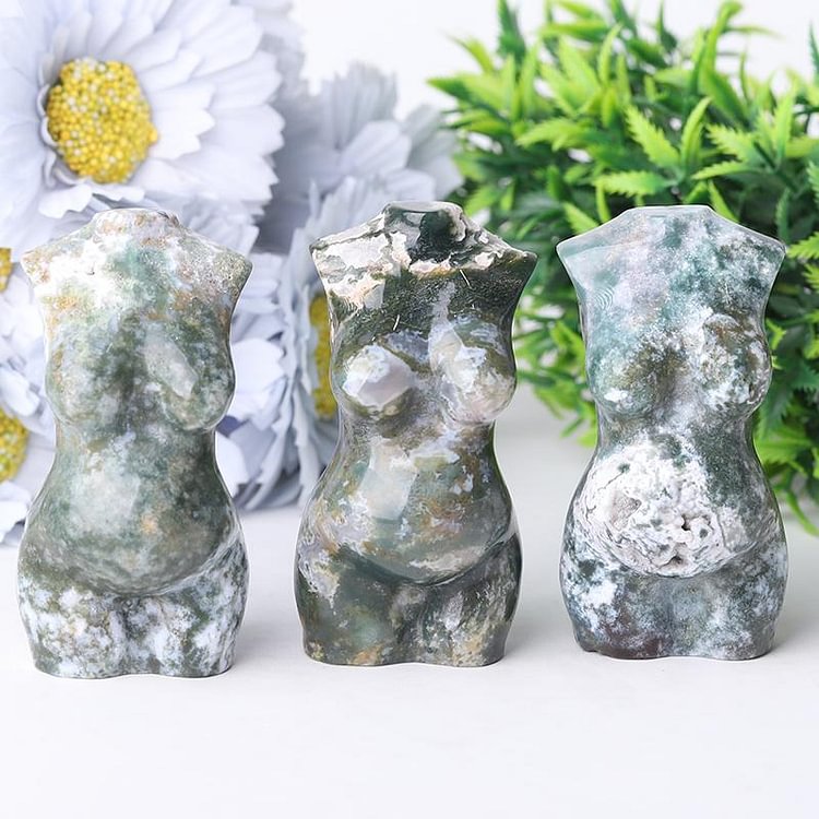 3" Moss Agate Pregnent Woman Body Crystal Carvings Crystal wholesale suppliers