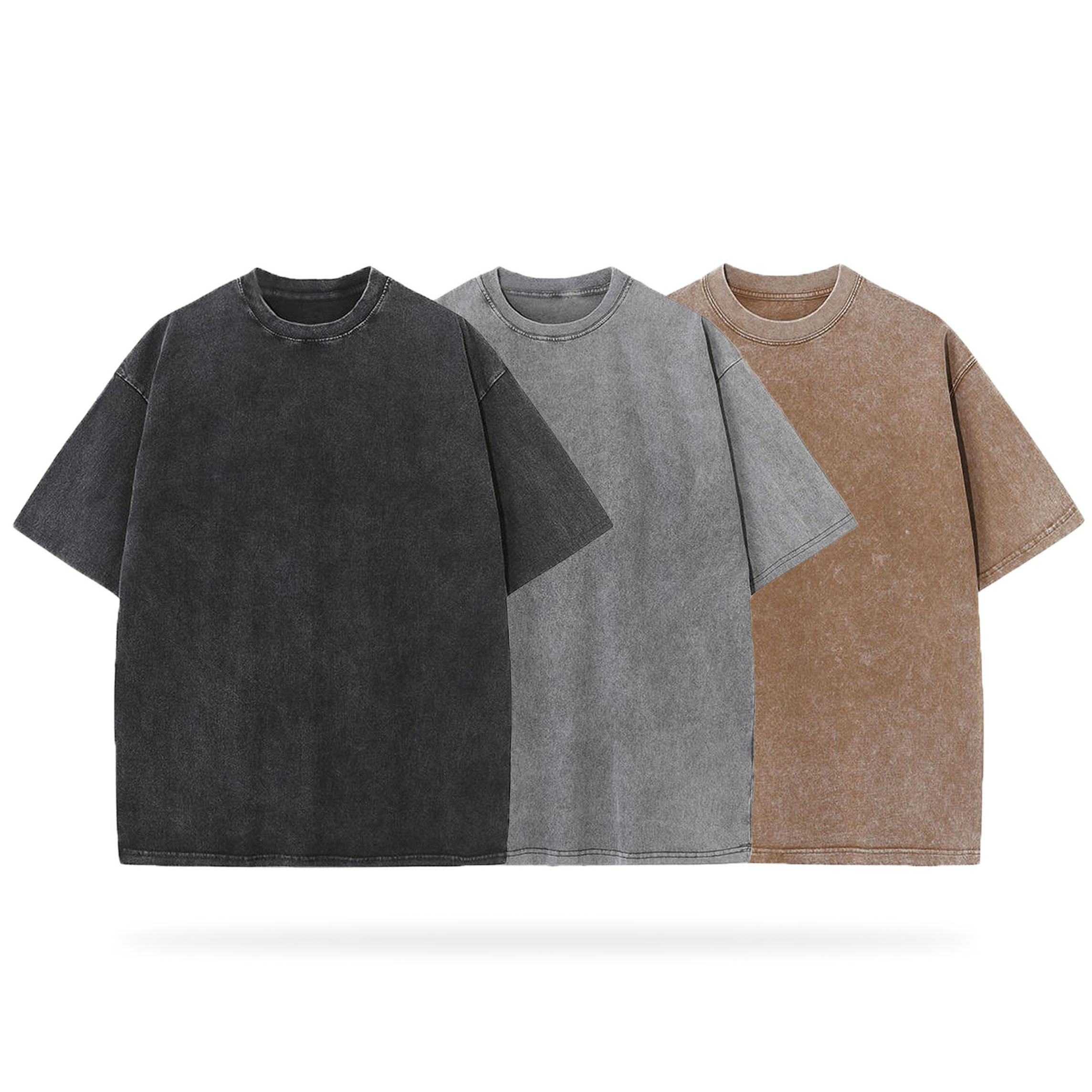 Sopula Essentials Vintage Washed Blank Tees 3-Pack (Black, Grey, Brown) - SOPULA