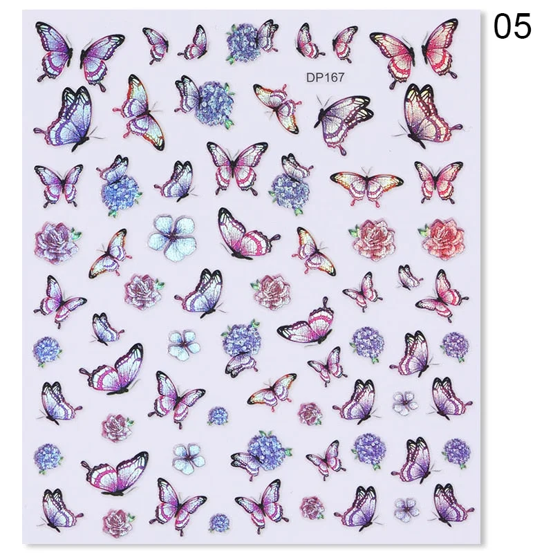 1 Sheet Nail Art 3D Nail Sticker Butterfly Colorful Nail Decals Fairy Tales Nail Transfer Decals Nail Decorations DIY Design