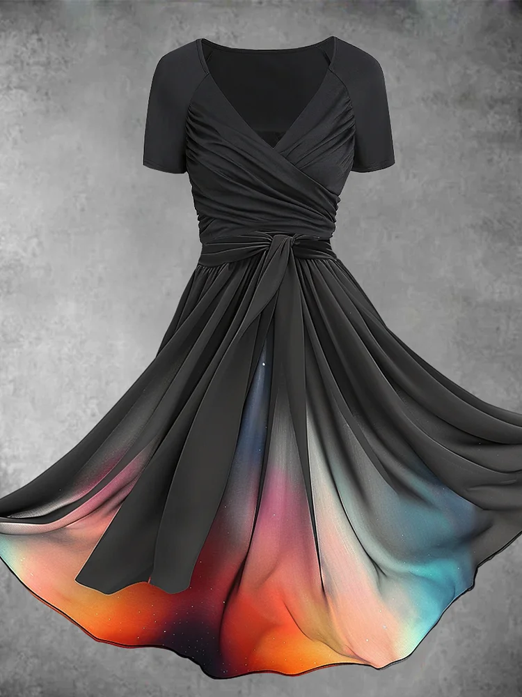 Women's Rainbow Gradient Art Print Two Piece Dress