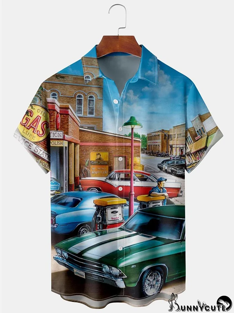 Vintage Sports Car Chest Pocket Men's Shirts