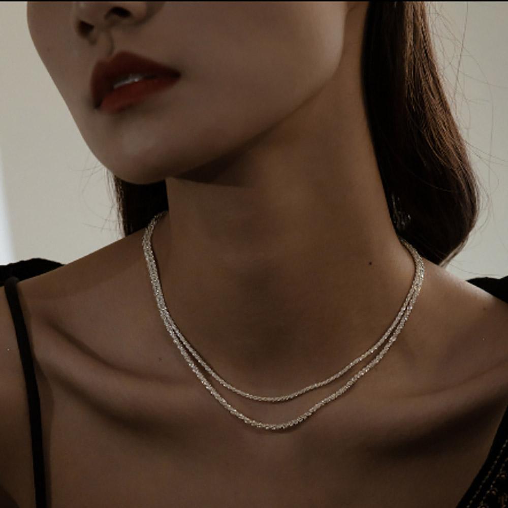2MM Silver Rhinestone Tennis Chain Necklace Choker | Oxredo Shop Ramadan Sale
