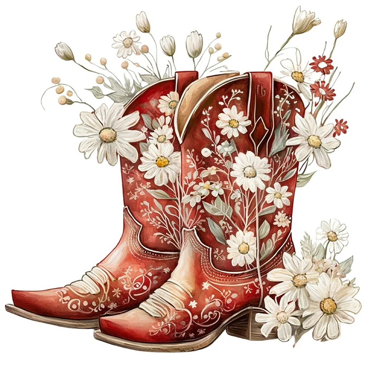 Western Cowboy Boots 30*30CM(Canvas) Full Round Drill Diamond Painting gbfke