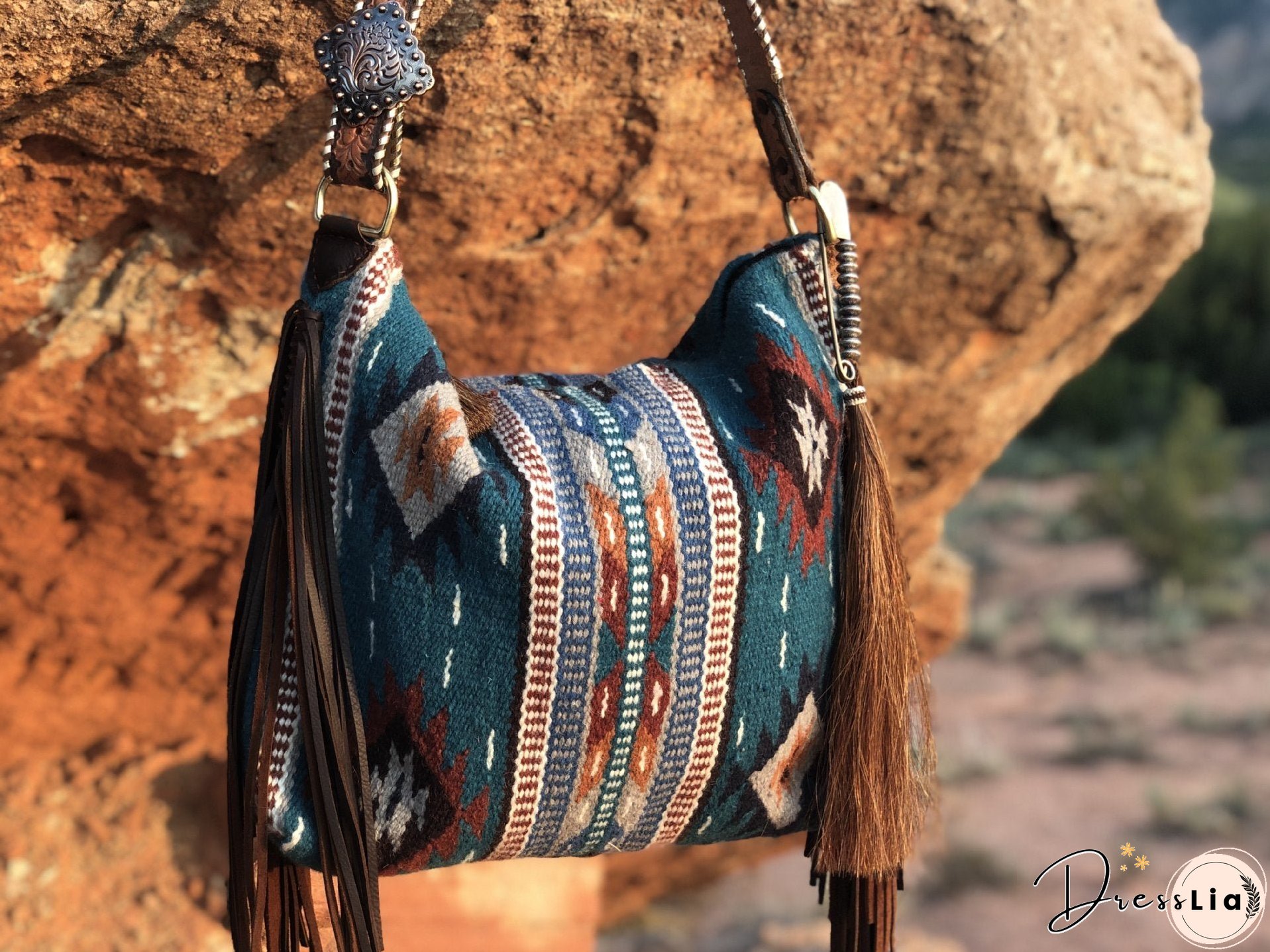 Vintage Hand-woven Streamer Cotton And Linen Shoulder Bag