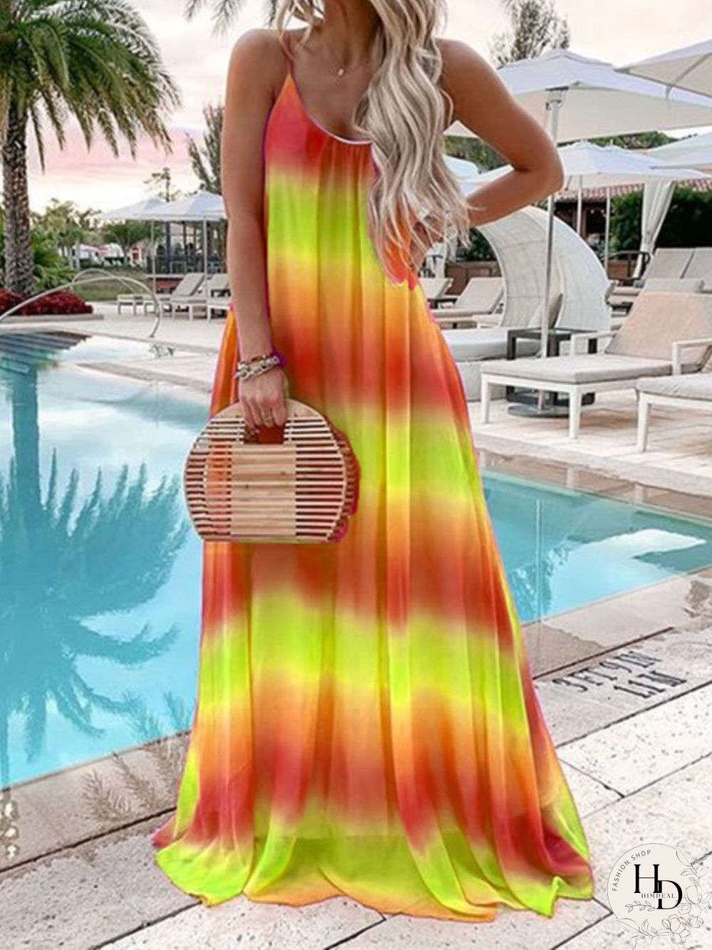Summer Sleeveless Gradient Maxi Dress P15708