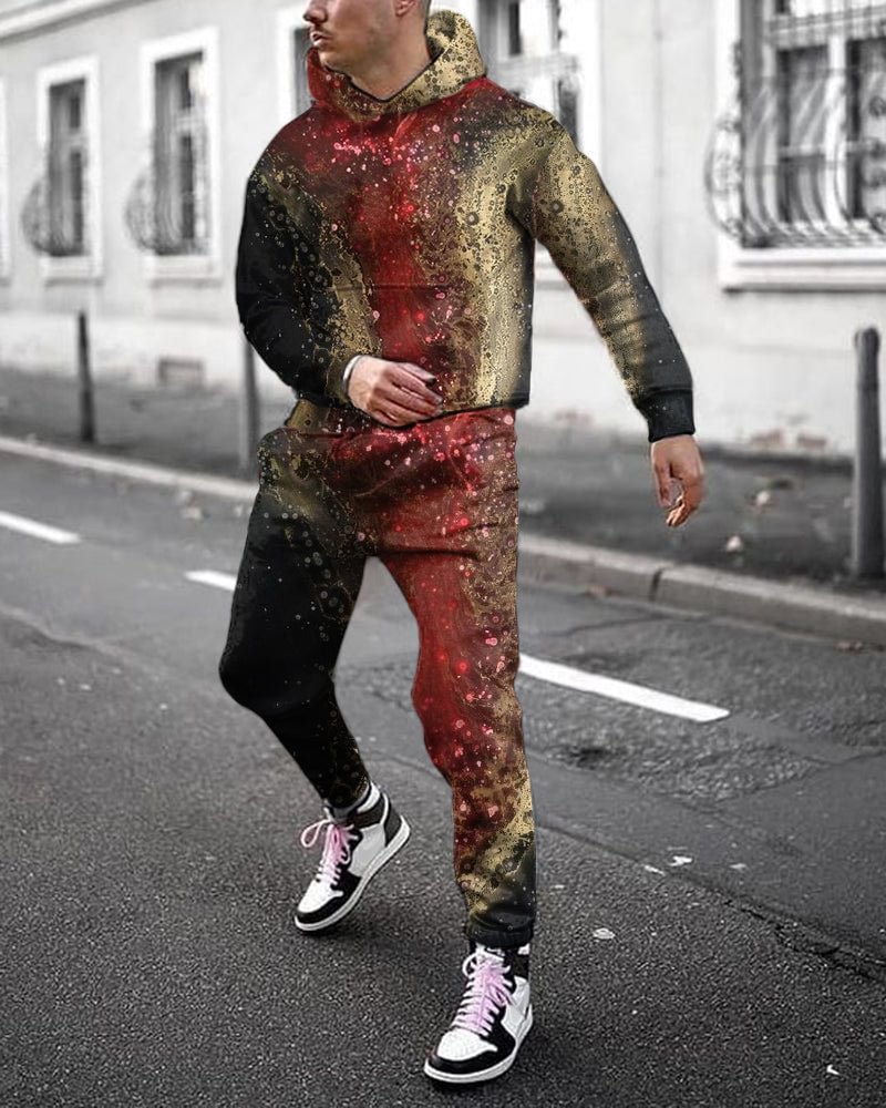 Men's Fashion Abstract Printing Long-sleeved Suit