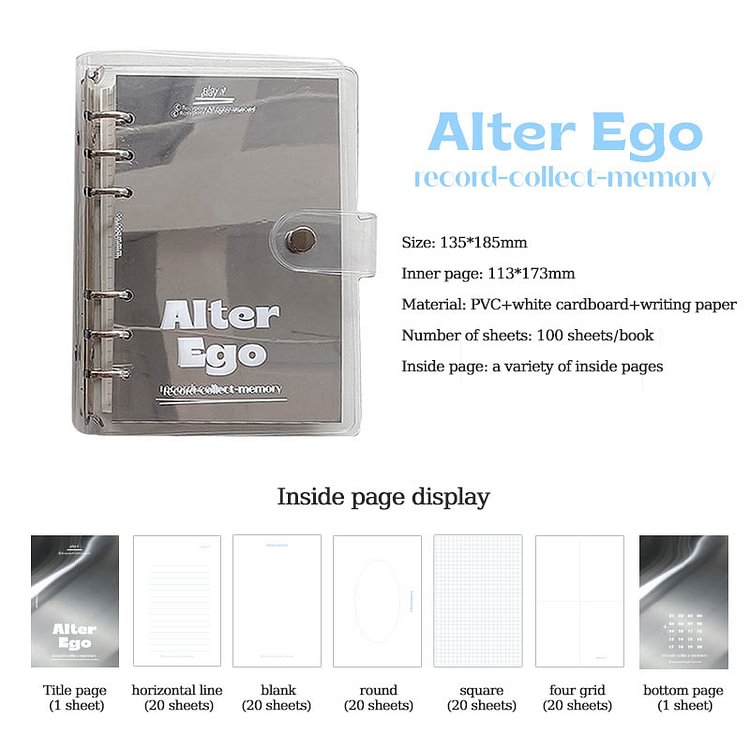 JOURNALSAY Mirror loose-leaf notebook simple ins wind hand account notebook