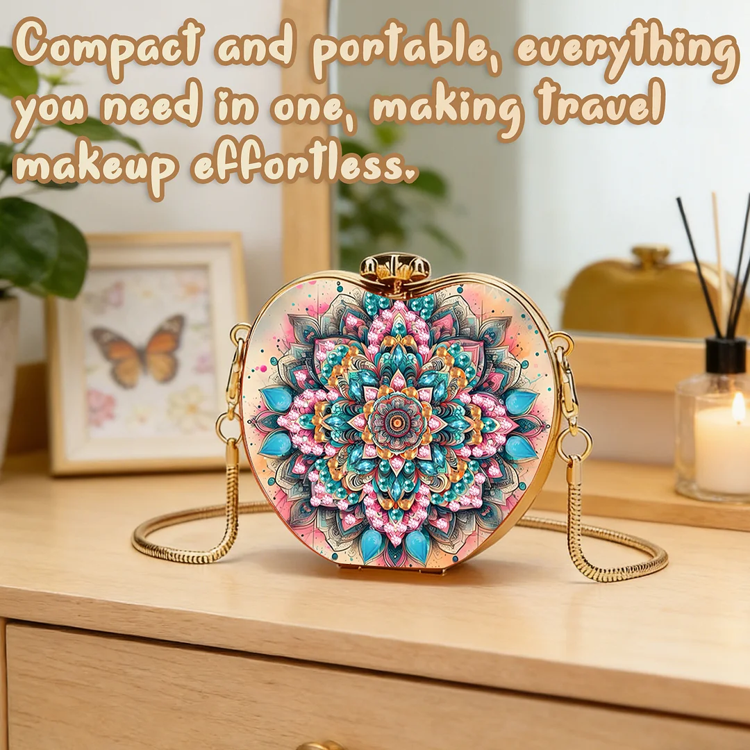 Mandala DIY Acrylic Love Diamond Art Painting Card Case Wallet with Chain Small Diamond Painting Crossbody Bag for Adults Women Girls Gift