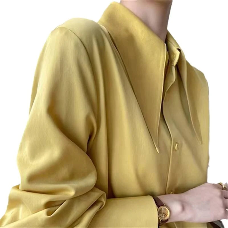 Athvotar Athvotar High-End Sharp Collar Shirt Female Port Taste Retro Trendy Modern Hanging Shirt Chic Niche Shirt