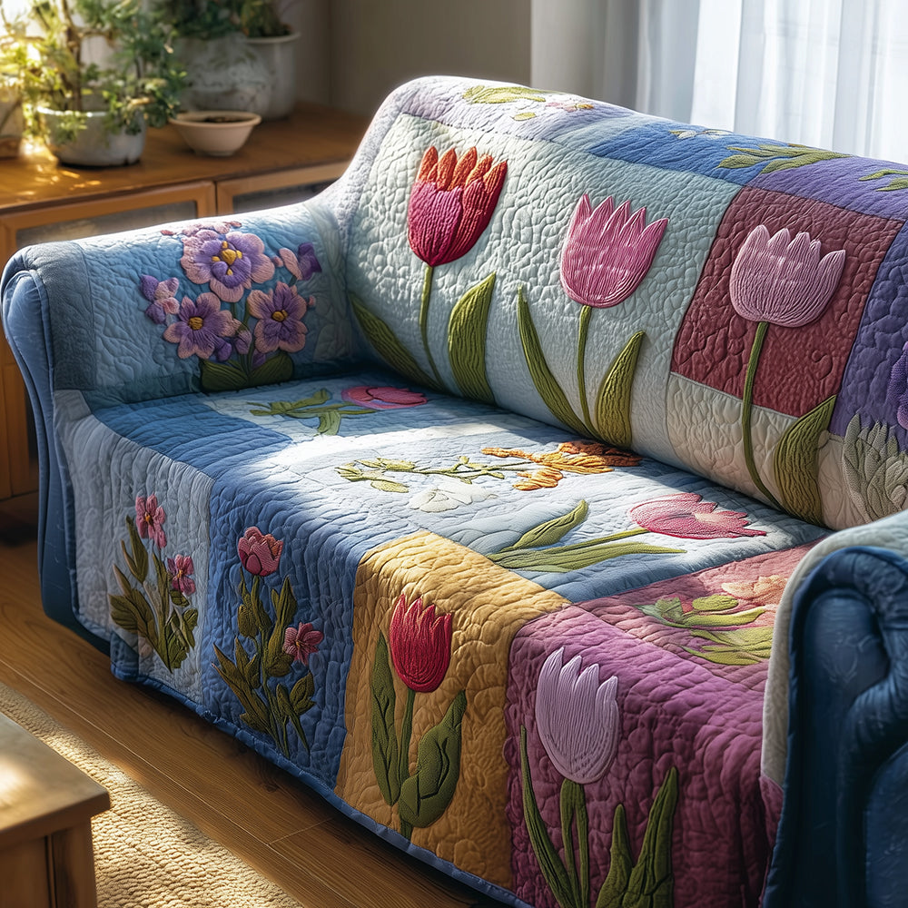 Eternal Tulip Spring Quilted Sofa Cover NCU0TH3627 everthome