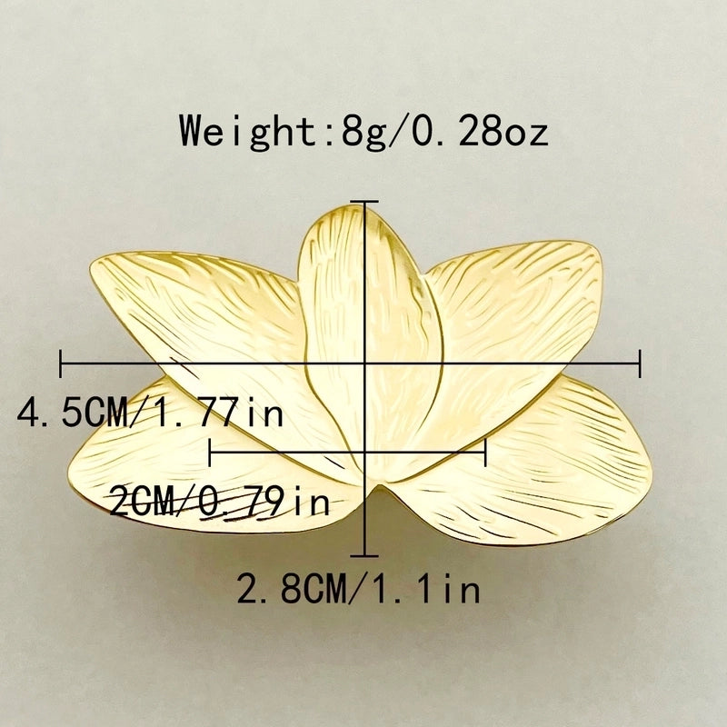 304 Stainless Steel 14K Gold Plated Vacation Pastoral Maple Leaf Leaves Petal Open Rings
