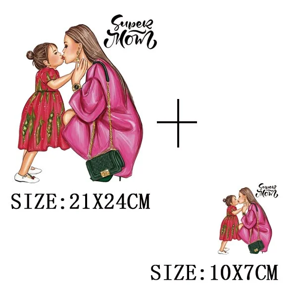 Mom&Baby Heat Sticker On T-shirt DIY Washable Iron On Transfer For Clothing Lovely Design On Clothes Patches Applique Decoration