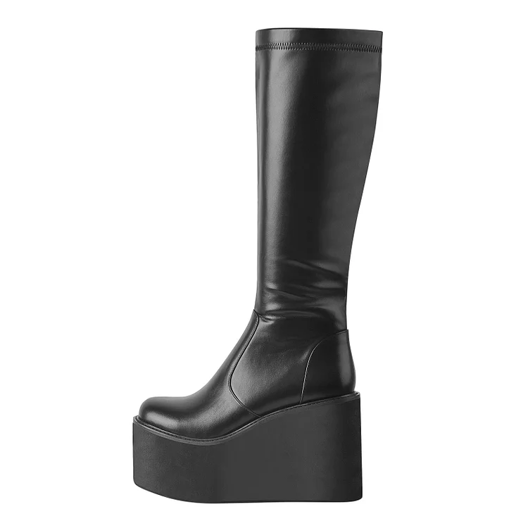 Women‘s Over Knee High Solid Zip Up Platform Boots
