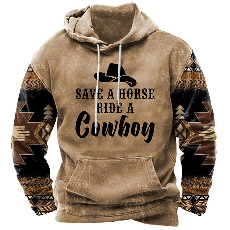 Western print hoodie hot sale