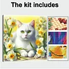 Framed Diamond Painting - Full Round Drill - White Cat (25x25cm)