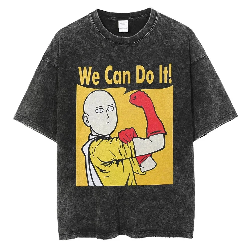 One-Punch Man Saitama Anime Oversize Washed T-Shirt