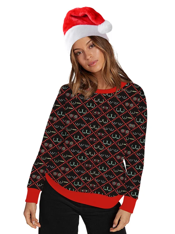 Christmas Pullover Long Sleeve Sweater Top Flusfy
