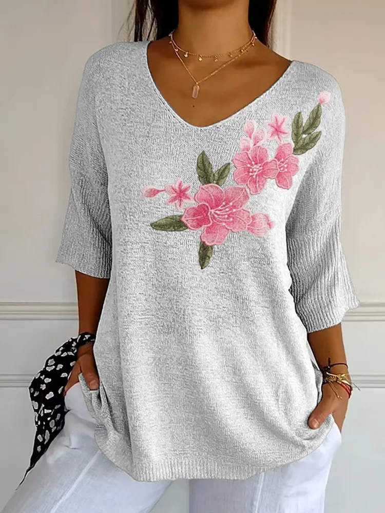 Women's Retro Floral Pink Print Shirt