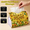 (24cm)Diamond Art Tissue Box DIY PU Napkin Cover for Home(Sunflowers and mom)