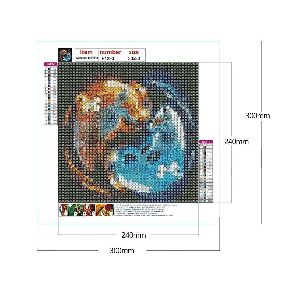 5D DIY Full Square Drill Diamond Painting Kit Fox Yin Yang Symbol Craft (F1290)