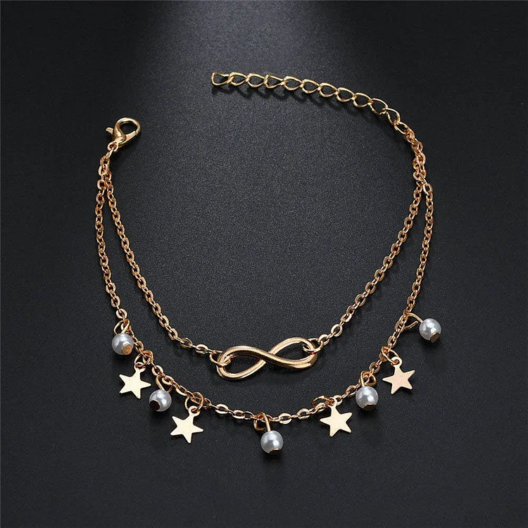 Moon & Stars Double Layer Anklet
