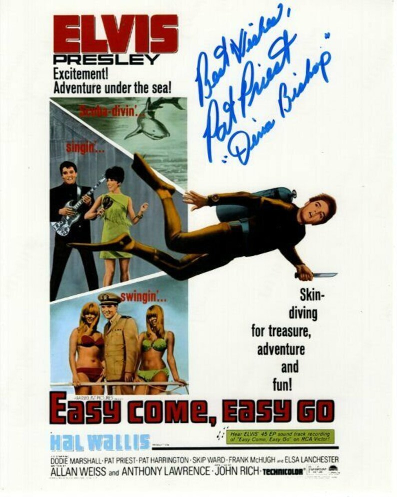 Pat priest signed autographed easy come, easy go w elvis presley Photo Poster painting