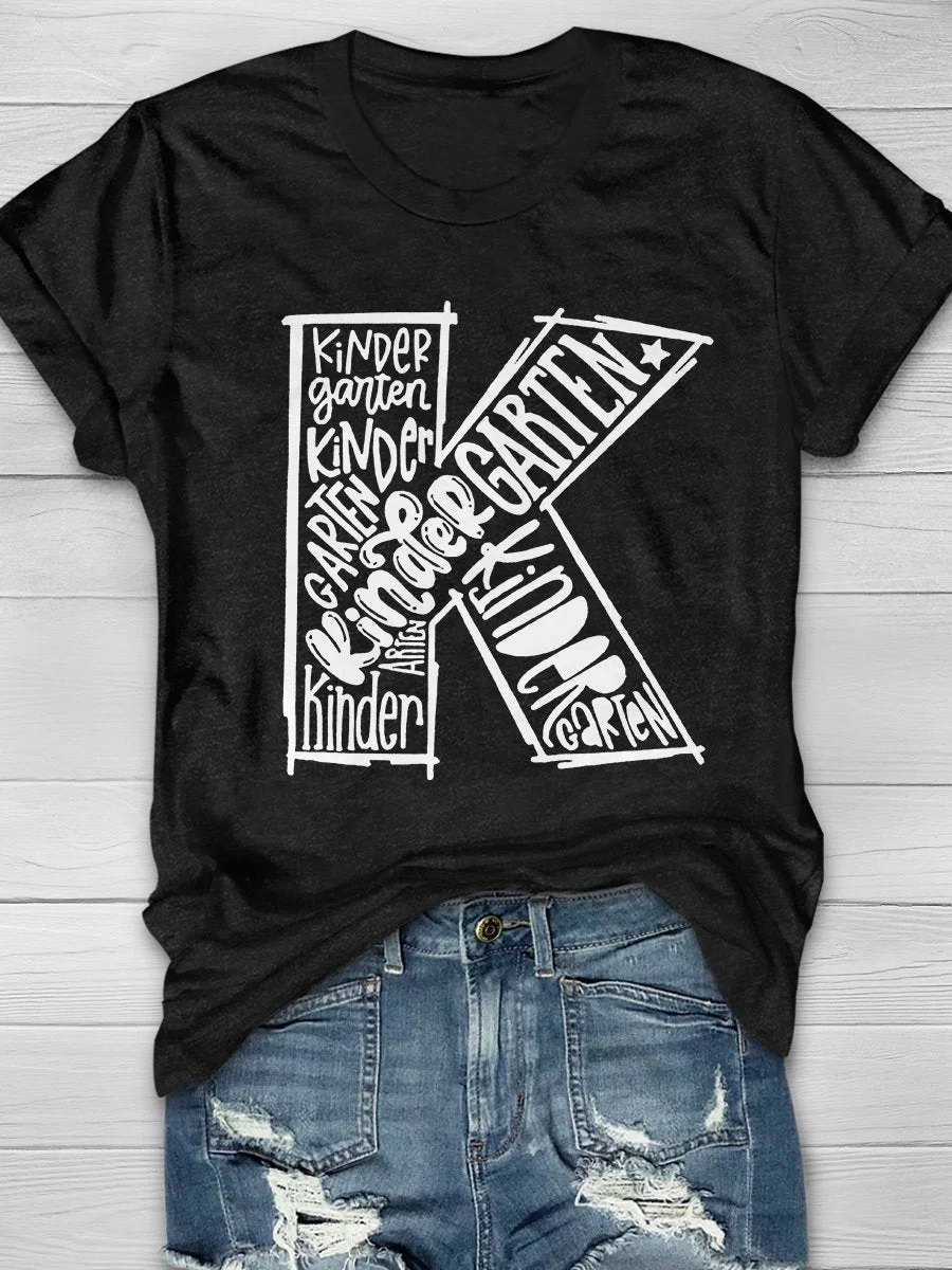 Kindergarten Teacher Print Short Sleeve T-shirt