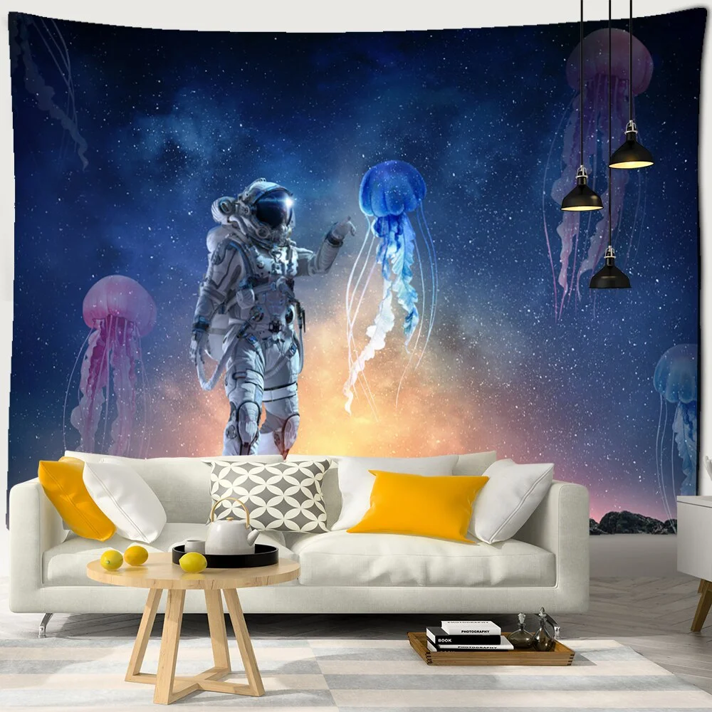 Nigikala Character Starry Sky Tapestry Wall Hanging Astronaut Psychedelic Witchcraft Dormitory Hippie Tapiz Home Decor