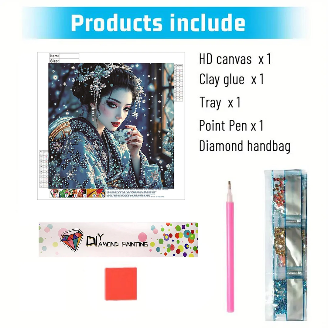 Diamond Painting - Partial Special Shaped Drill - Snow Geisha(Canvas|30x30cm)