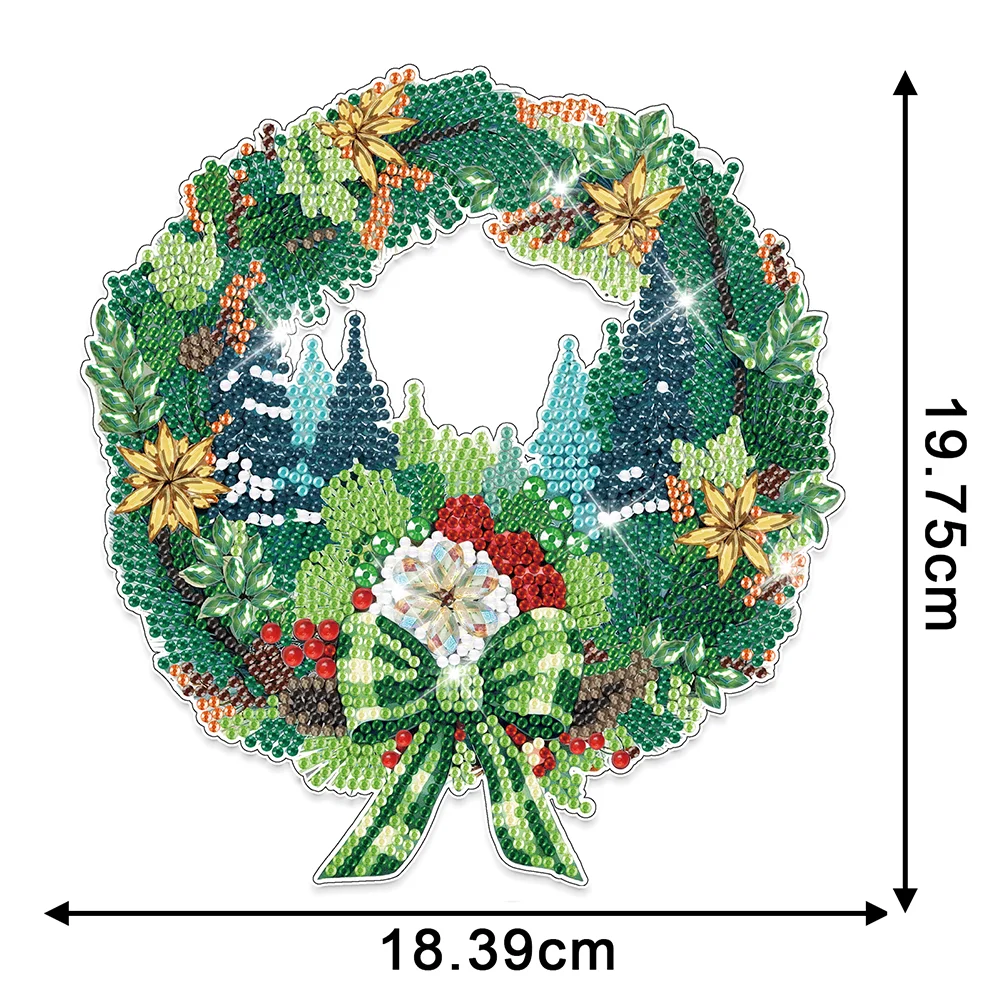 DIY Christmas Wreath Acrylic Single Side Special Shaped Diamond Painting Hanging Ornament
