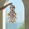 Diamond Painting Wolf Feather Wind Chime Hanging Pendant for Home Window Decor