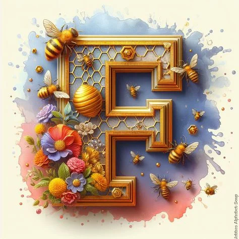 Diamond Painting - Full Round Drill - Bee Alphabet(Canvas|30*30cm)