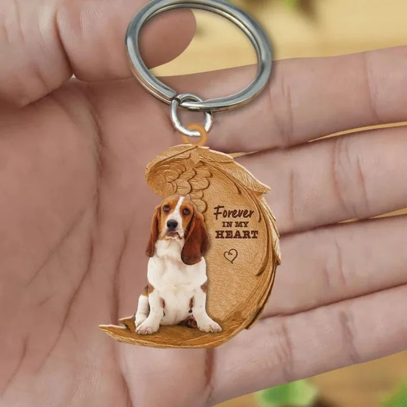 VigorDaily Basset Hound Forever In My Heart Acrylic Keychain FK081