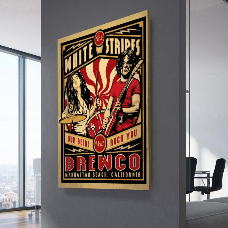 The White Stripes Our Beers Will Rock You Brewco Concert Poster Canvas Wall Art