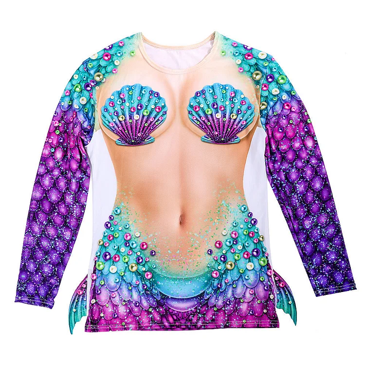 Women's Long Sleeve Mermaid Dress for Halloween Party-elleschic