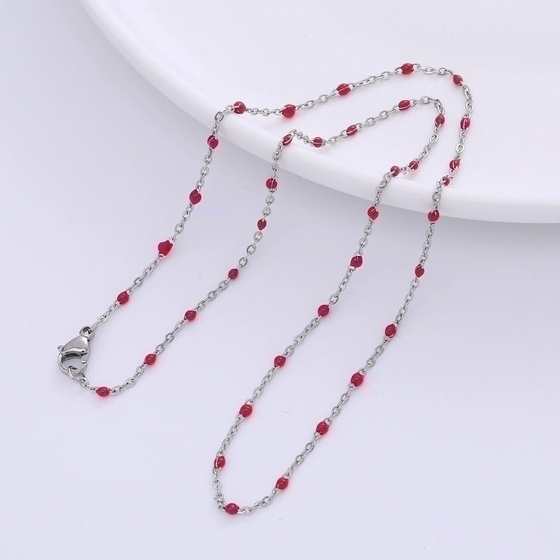 2 Pieces 304 Stainless Steel 18K Gold Plated Hawaiian Bohemian Epoxy Plating Geometric Necklace