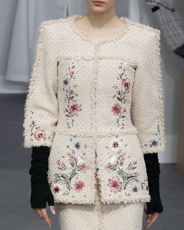 Floral Embroidered Frayed Coat