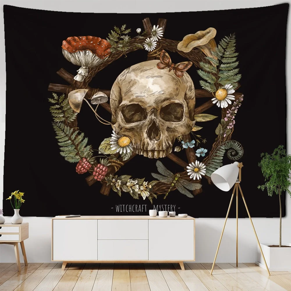 Vintage Sun Tapestry Wall Hanging Botanical Celestial Floral Hippie Flower Wall Starry Dormitory Decor