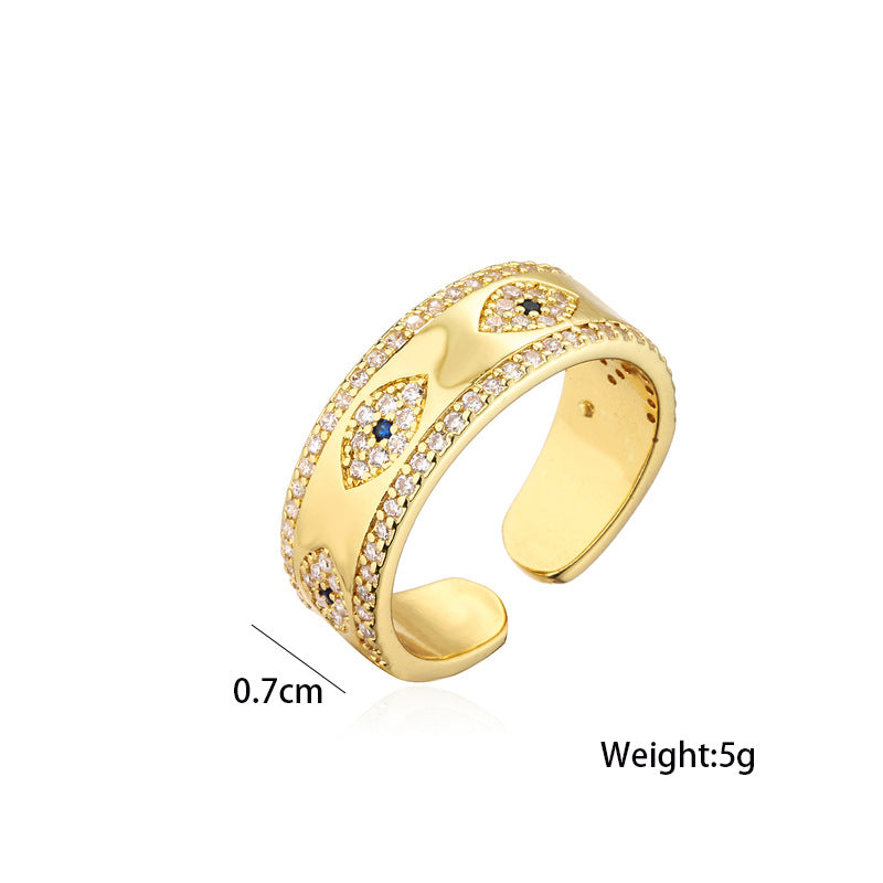 Minimalist Women Evil Eye Geometric Copper Inlay Rings