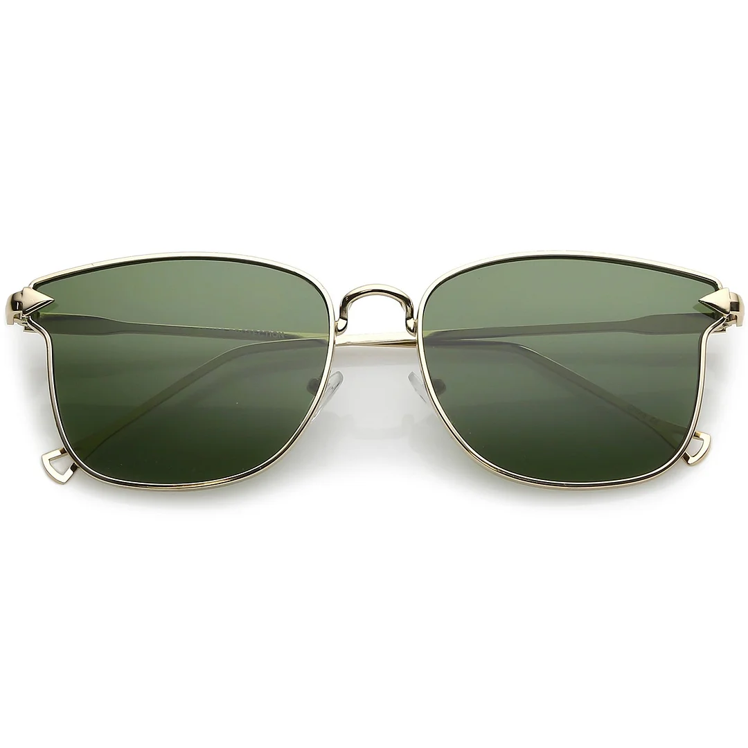 Modern Metal Square glasses With Flat Lenses And Slim Hook Arms 55mm