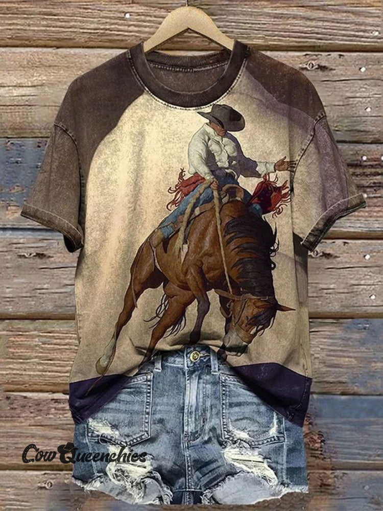 Vintage Horse Print T-Shirt Multicolor / S