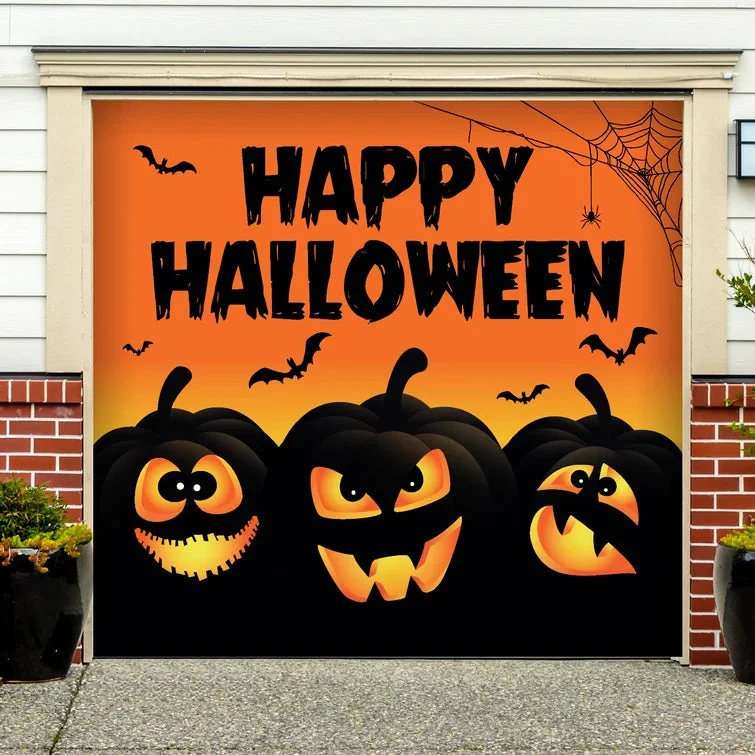 7' x 8' Happy Halloween Jack-Lanterns Garage Door Mural