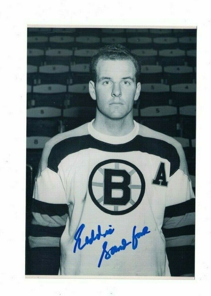 Eddie Sanford Boston Bruins Signed 4x6 Hockey Photo Poster painting W/Our COA