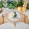 10 Pack | 8" Rose Gold and White Marble Plastic Appetizer Salad Plates
