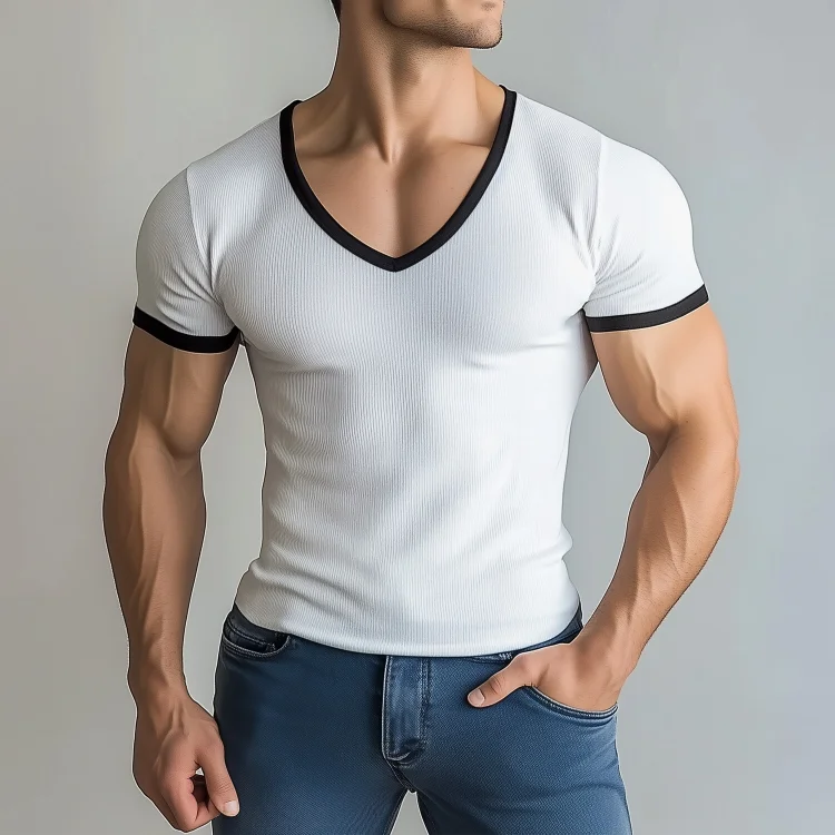 Okaywear V neck Cotton T-Shirt 