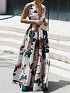Floral Deep V neck Maxi Dress
