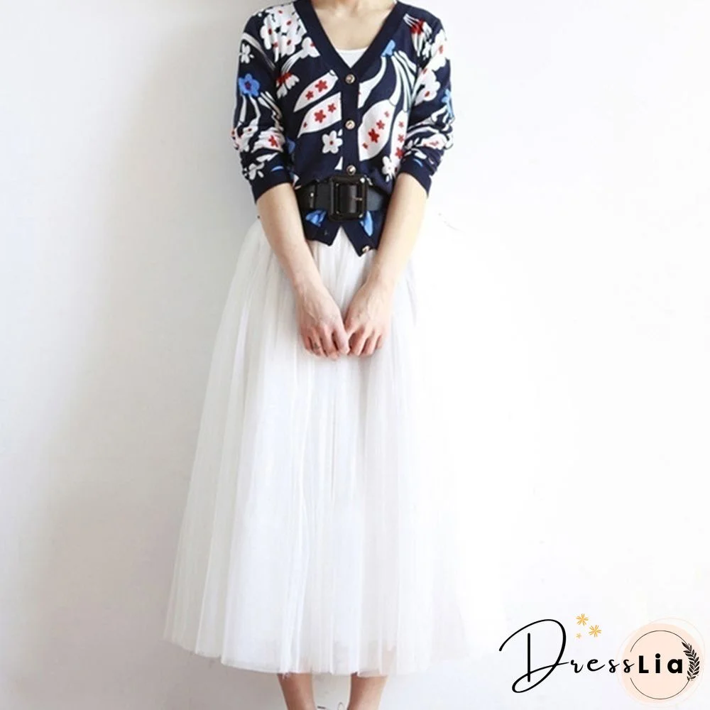 Three-Layer Fashion Tulle Skirts Women Summer Elastic High Waist Long Mesh Skirt Maxi Pleated Skirt