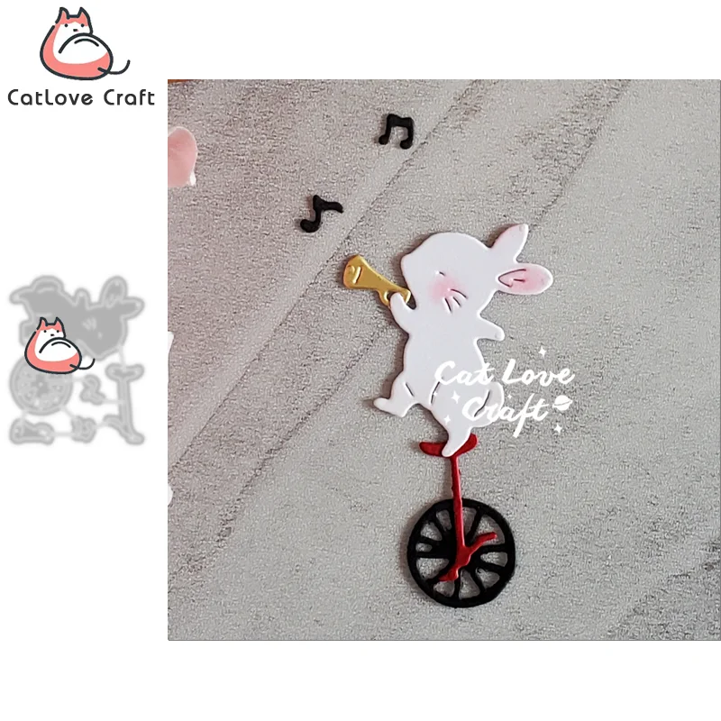 Oocharger Rabbit Acrobatic Metal Cutting Dies Scrapbooking Mold Knife Stencil Die Cuts Card Making DIY Craft Embossing New Die For